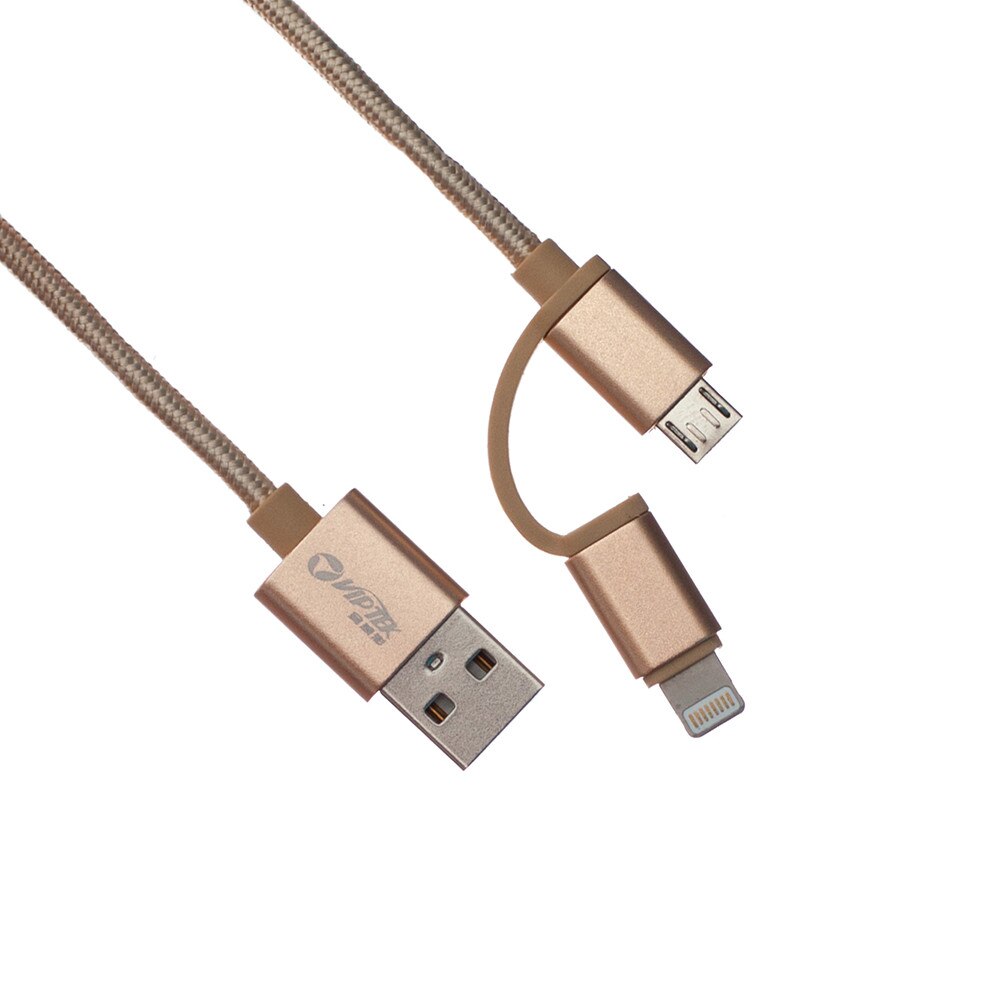 Cablu de date 2 in 1, MicroUSB-USB Type C, 1m, Pink Gold