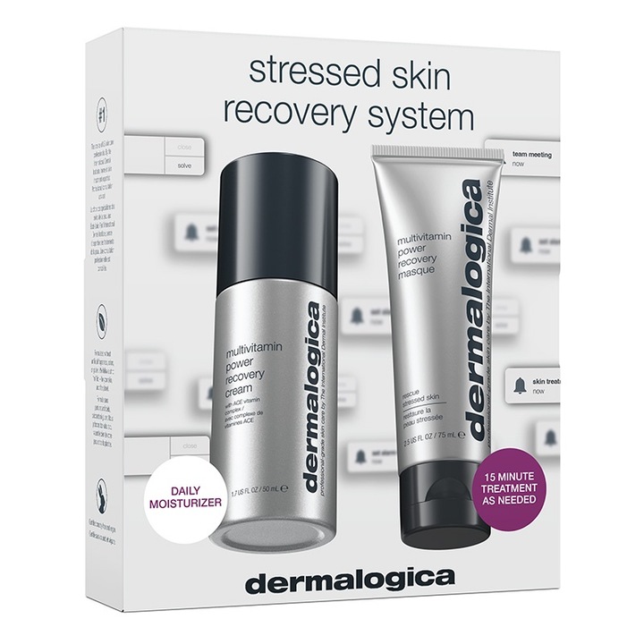 Dermalogica Stresssed Skin Recovery System készlet: Multivitamin Power Recovery Cream, 50 ml + Multivitamin Power Anti-Stress Cream maszk, 75 ml, arcra