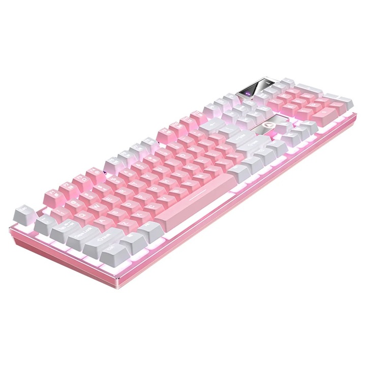 Tastatura gaming RGB 104 taste, culori variate, dimensiune standard, cablu 1.4m