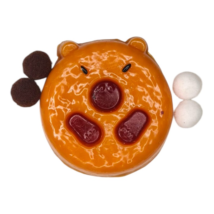 Squishy antistressz játék lassú visszapattanó textúrával, Capybara modell, Squeeze Toys, puha tapintású 6,5 cm x 6 cm, 60 g, narancs