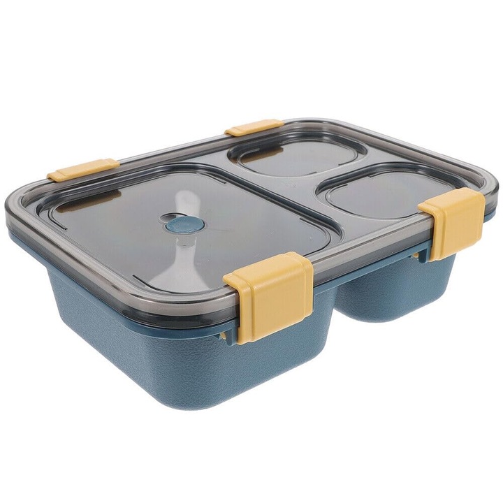 Гювеч ElectricS с 3 отделения, 100% непропусклив, 850 ml, с включени прибори, пластмасов, син