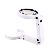 Lupa cu LED, 5X, 11X, 2 Moduri iluminare, reglabila, pentru citit, Ideala, Cusut, Bijuterii sau Reparatii, Alb