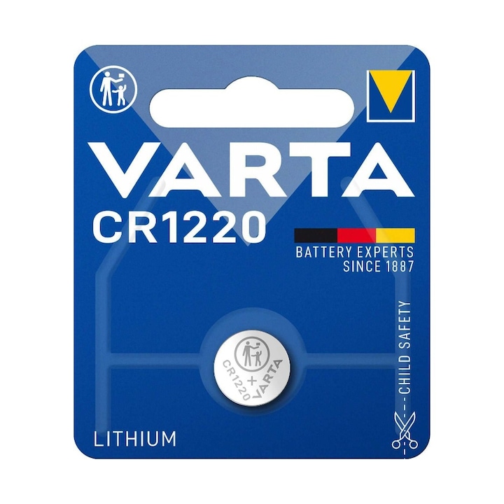 Set 4 x Baterie Tip Buton Litiu CR1220 Varta, 3 V, 35 mAh