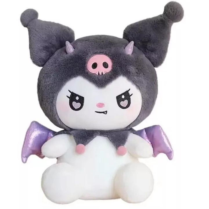 Jucarie de plus Bat Kuromi Sanrio Demon, cu aripi si coarne, 35/40 CM
