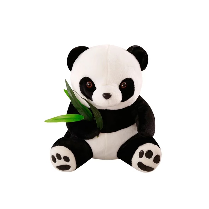 Jucarie de plus, Urs panda cu bambus, moale si pufos, 20 cm
