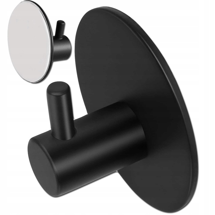 Suport de prosoape autoadezive, PINGYANG RONGRONG, otel, 2.5x4.5cm, negru