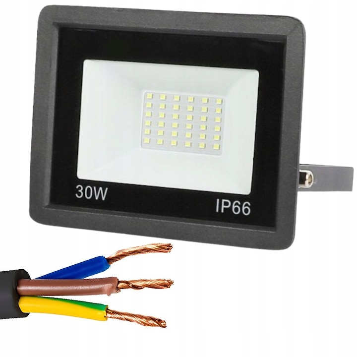 Proiector LED 30W, Verk Group, IP66, 6000K, 11.5x15x2.5cm, set complet