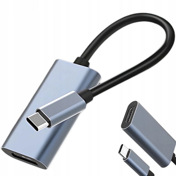 USB Type-C към HDMI адаптер, Zola, съвместим с телефон, таблет, монитор, телевизор или лаптоп, 16,4 см, сив