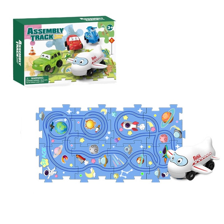 Set Puzzle Volant 15 Masinute Educative, AjieQaQ, Jucarie Multicolora Senzoriala pentru Copii 2-5 Ani, Dezvolta Coordonare Ochi-Mana & Logica, Piese Mari, Non-Toxic + Ghid Asamblare, Cadou Copii