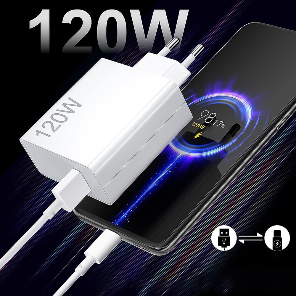 Chargeur Pour Xiaomi 120W,Chargeur Rapide 120W Avec Câble USB