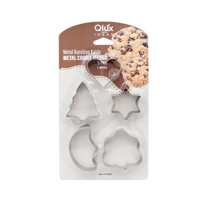 Set de forme pentru prajituri Tragar, 5 bucati, otel, natural, 5,5x8,5cm