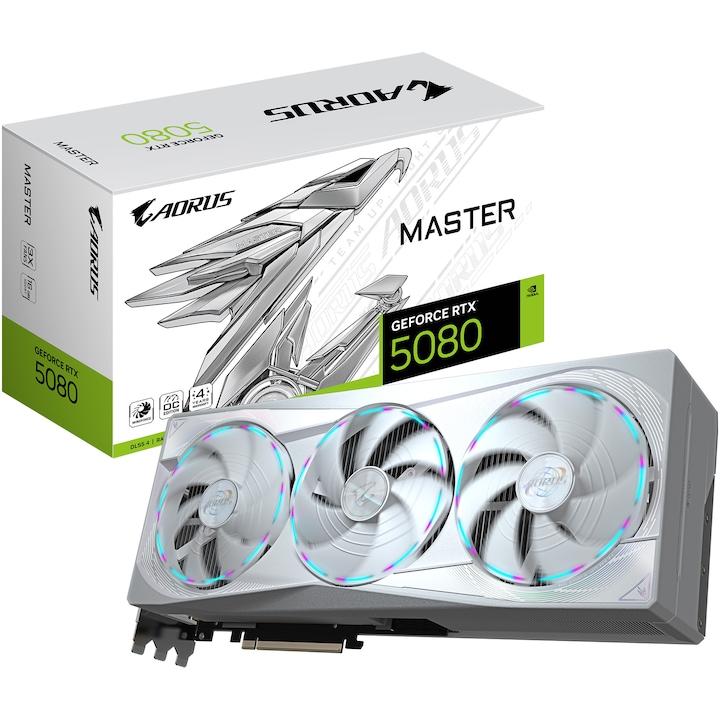 Графична карта GIGABYTE AORUS GeForce RTX™ 5080 MASTER ICE, 16GB GDDR7, 256-bit