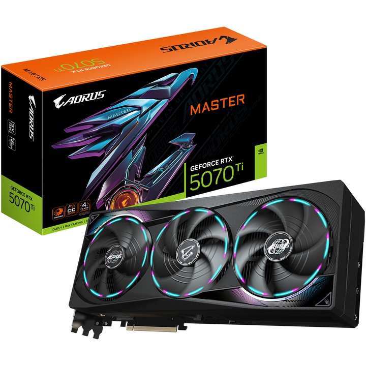 GIGABYTE AORUS GeForce RTX™ 5070 Ti MASTER videokártya, 16GB GDDR7, 256-bit