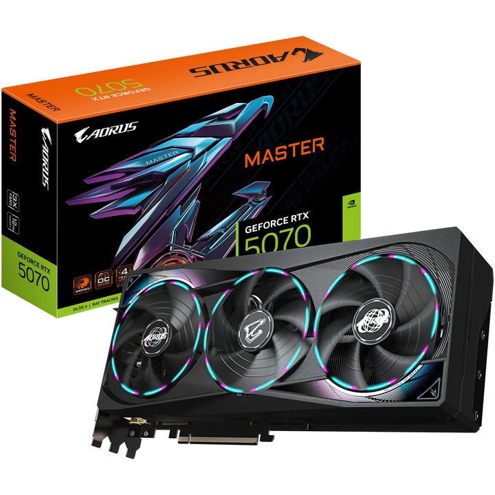 Графична карта GIGABYTE AORUS GeForce RTX™ 5070 MASTER, 12GB GDDR7, 192-bit