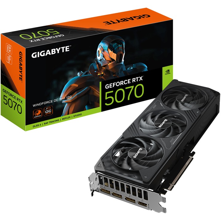 Видеокарта GIGABYTE GeForce RTX™ 5070 WINDFORCE OC SFF, 12GB GDDR7, 192-bit