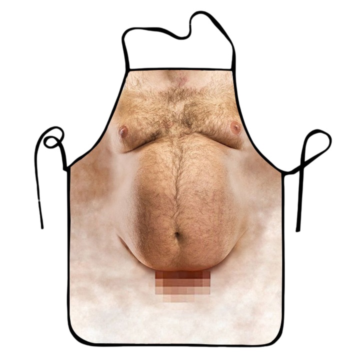 Sort de gatit amuzant pentru barbati, Enforose, design burta, ajustabil, 27.5"x23.6"