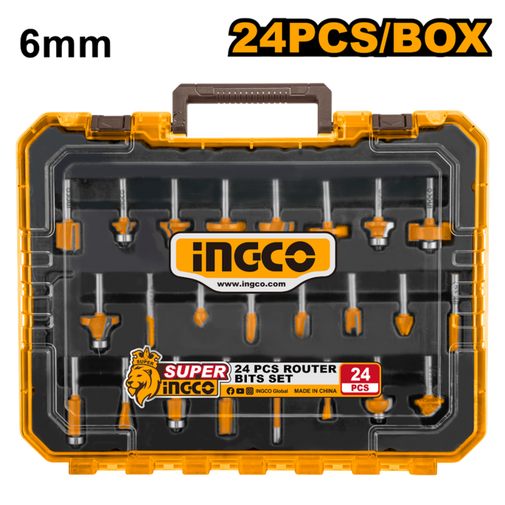 Ingco felsőmaró készlet 24 db 6 mm