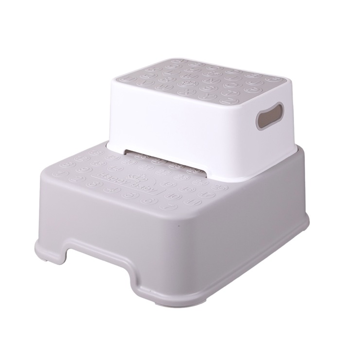 Седалка, Primabobo, Неплъзгаща се повърхност, Изработена от полипропилен, 33 x 40 x 27 cm, Сива