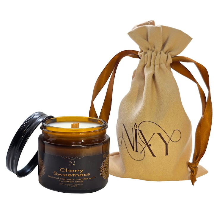 Lumanare parfumata artizanala din ceara de soia, Cherry Sweetness, note de cirese dulci