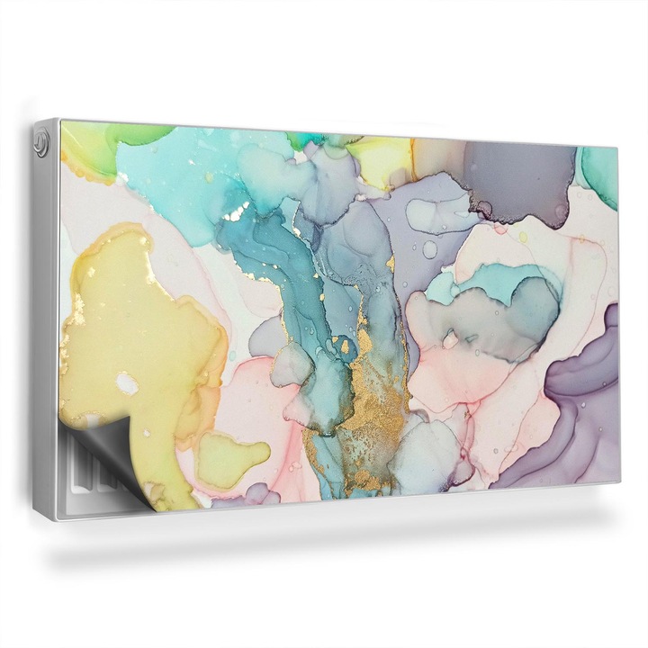 Magnet decorativ pentru calorifer, Wallfluent, Acuarele pastelate, Bej turcoaz, 110 x 60 cm, 010220260020000282551