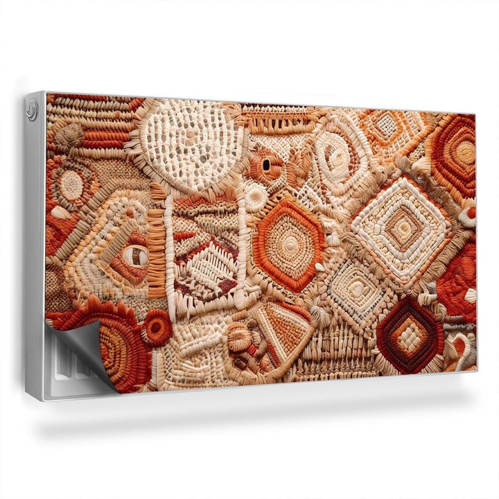 Magnet decorativ pentru calorifer, Wallfluent, Mix de texturi de lana, Portocaliu, 110 x 60 cm, 010220260020000282381