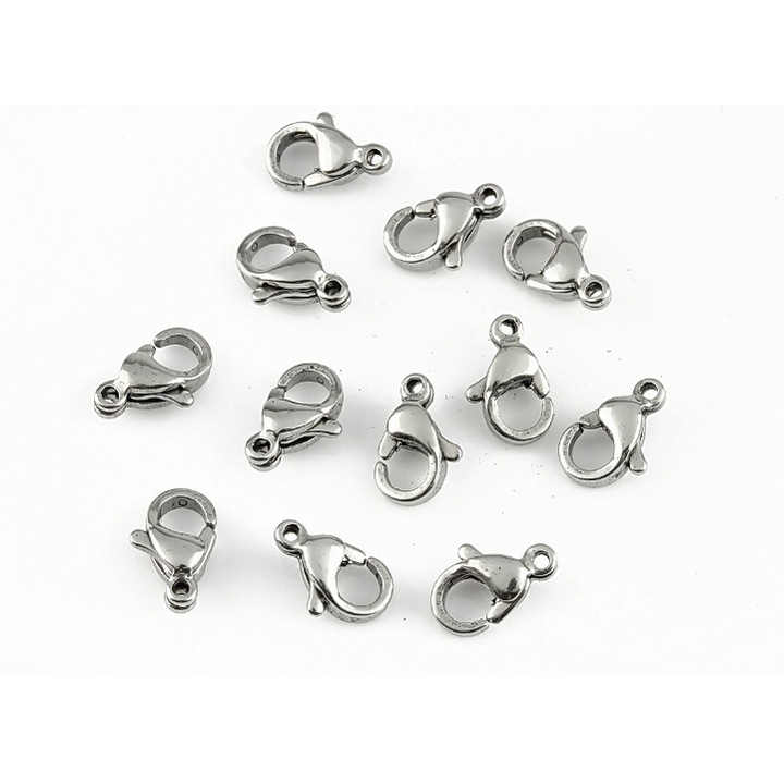 Inchizatoari bijuterii. pentru lantic, bratara, coliere, din otel inoxidabil, 100 buc, argintiu, 10x5mm