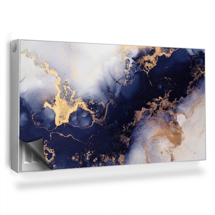 Decor radiator, Wallfluent, Cerneala varsata, abstractie, Steel Blue, 110 x 60 cm, 010220260020000282556