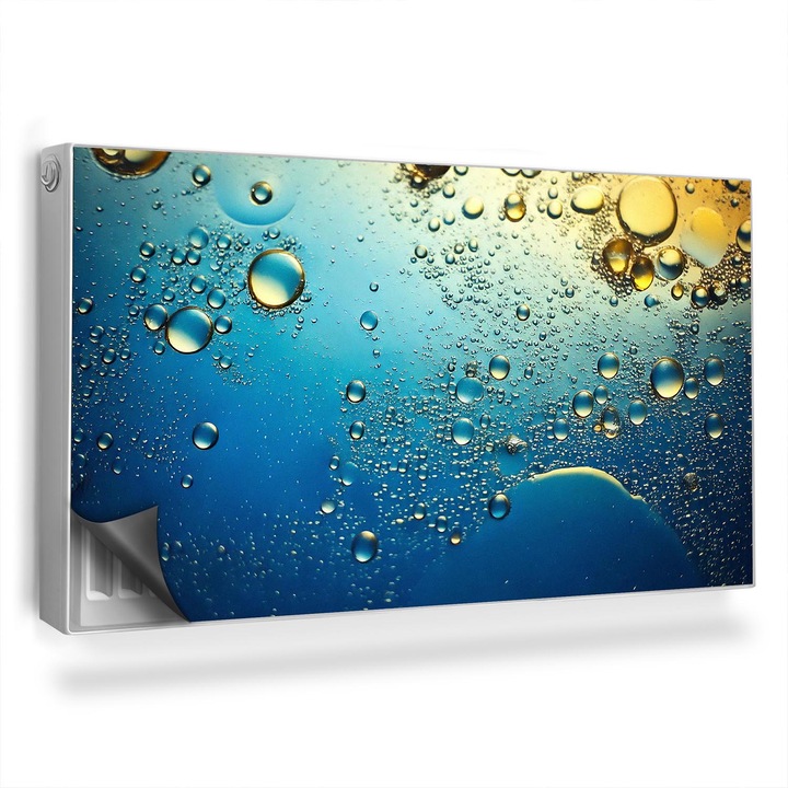 Decor radiator, Wallfluent, Picaturi de ulei, Albastru, 110 x 60 cm, 010220260020000282296