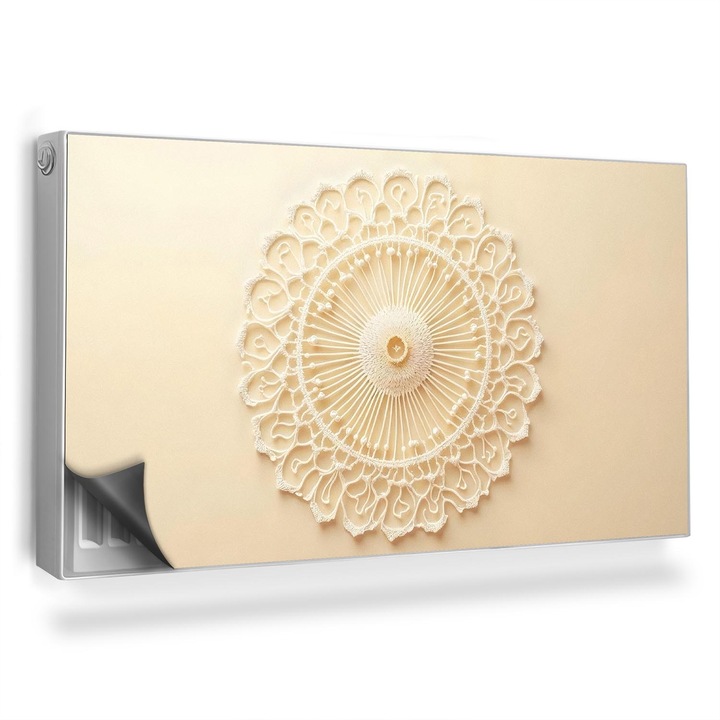 Magnet decorativ pentru calorifer, Wallfluent, Mandala bej, Crem, 110 x 60 cm, 010220260020000282412