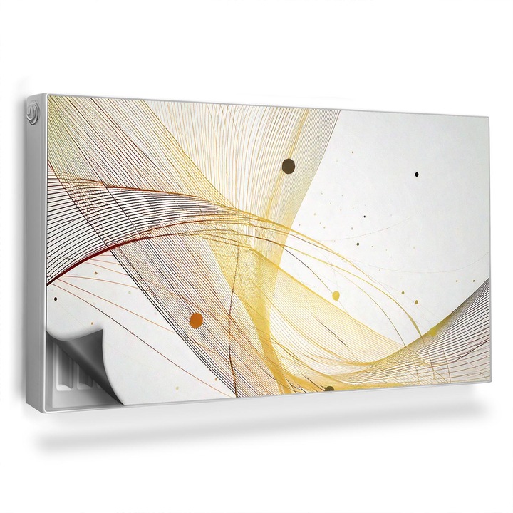 Capac decorativ pentru calorifer, Wallfluent, Linii moderne, Galben, 110 x 60 cm, 010220260020000282255