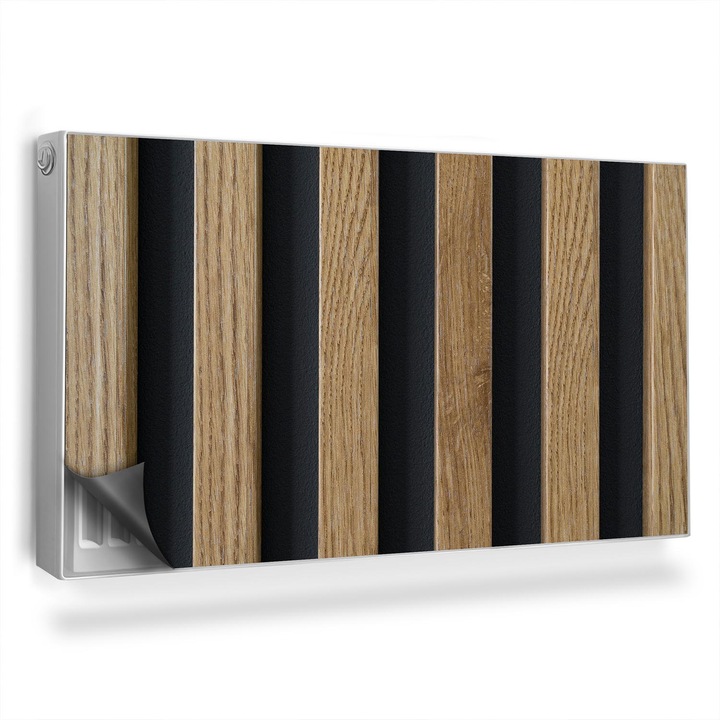 Covoras decorativ pentru calorifer, Wallfluent, Lamele intunecate, Maro, 110 x 60 cm, 010220260020000282547