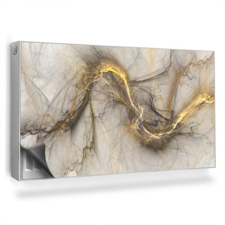 Capac decorativ pentru calorifer, Wallfluent, Marmura decorata, Galben, 110 x 60 cm, 010220260020000030962