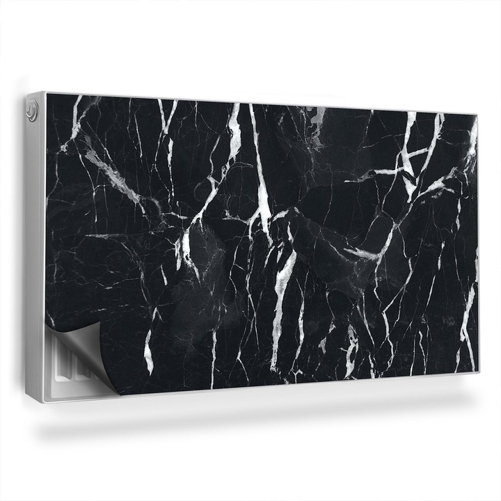 Capac decorativ pentru calorifer, Wallfluent, Marmura inchisa, Gri, 110 x 60 cm, 010220260020000013336