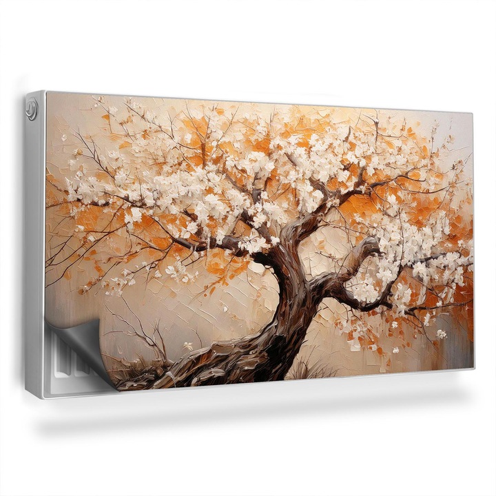 Covoras decorativ pentru calorifer, Wallfluent, Flori pictate, Portocaliu, 110 x 60 cm, 010220260020000282374