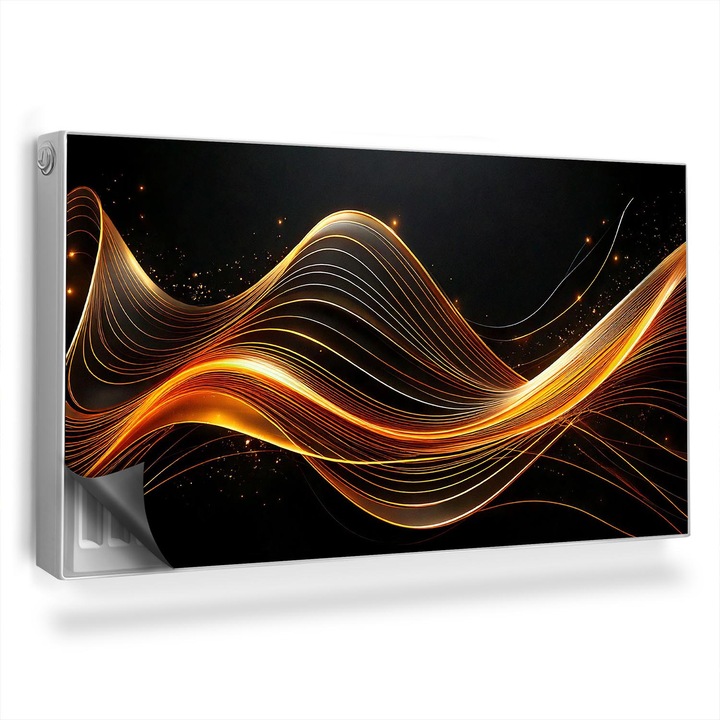 Magnet decorativ pentru calorifer, Wallfluent, Linii luminoase, Portocaliu, 110 x 60 cm, 010220260020000282258