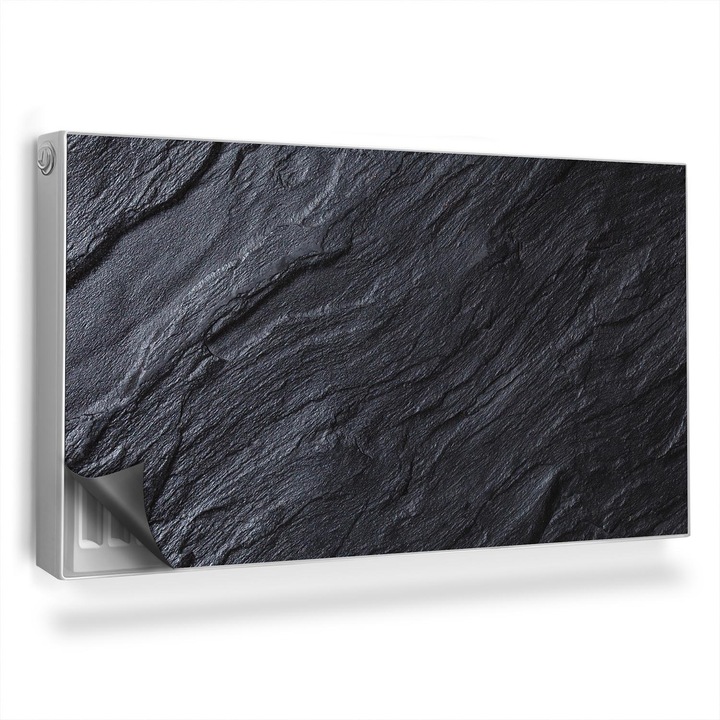 Magnet decorativ pentru calorifer, Wallfluent, Gresie neagra, Gri, 110 x 60 cm, 010220260020000030917