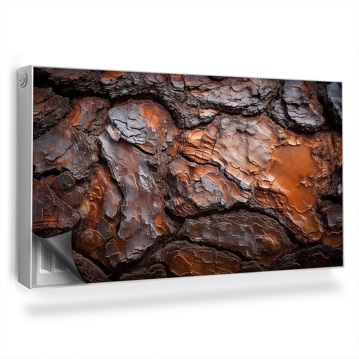 Capac decorativ pentru calorifer, Wallfluent, Scoarta veche, Maro, 110 x 60 cm, 010220260020000282276