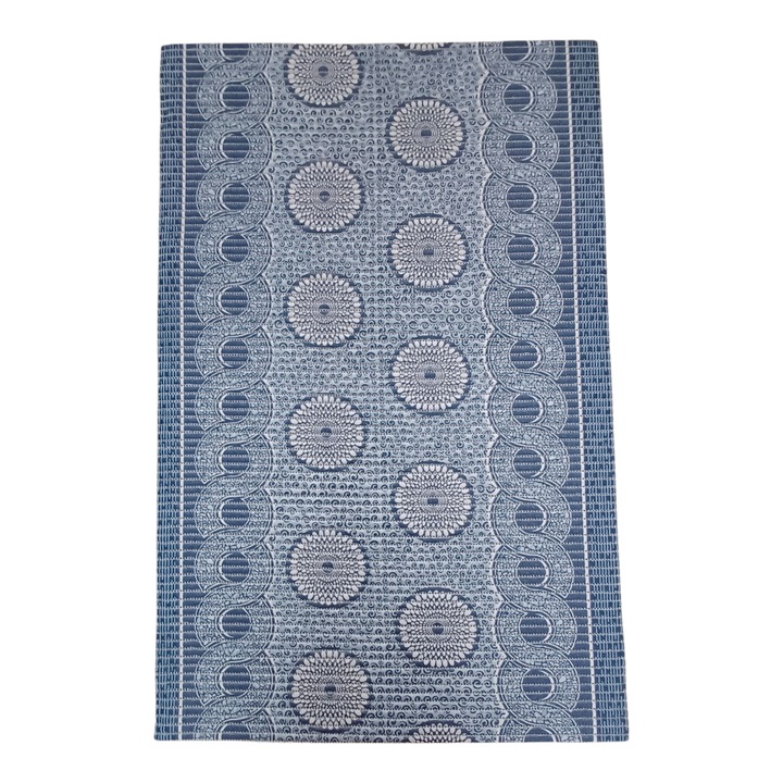 Covoras baie antiderapant, dreptunghiular, 100cm X 65cm, material spuma PVC, model albastru cercuri si inele