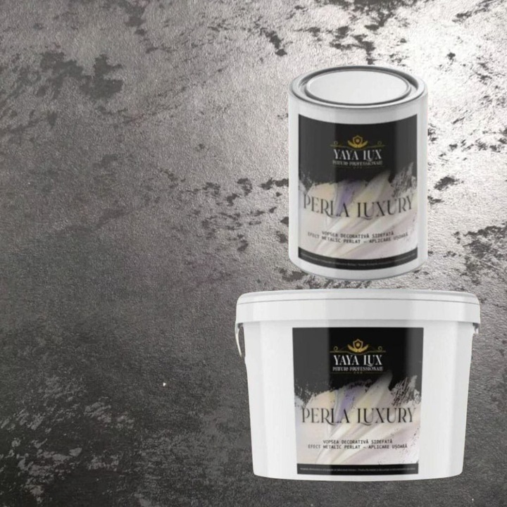Pachet 2.5 L + 1 L, Vopsea Decorativa de Lux, Perla Luxury Negru 2.5 Litri Plus 1 Litru