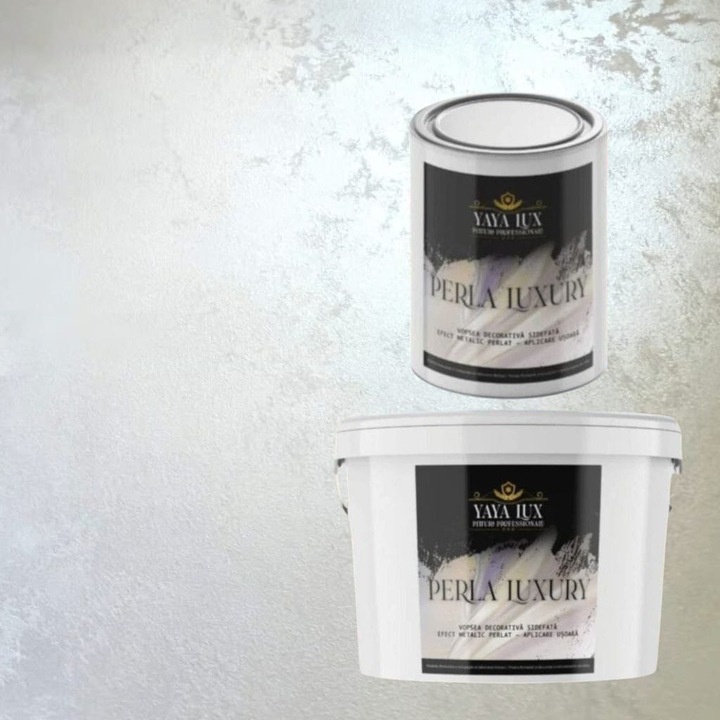 Pachet 2 L + 1 L, Vopsea Decorativa de Lux, Perla Luxury Alb Perlat, 2 Litri Plus 1 Litru