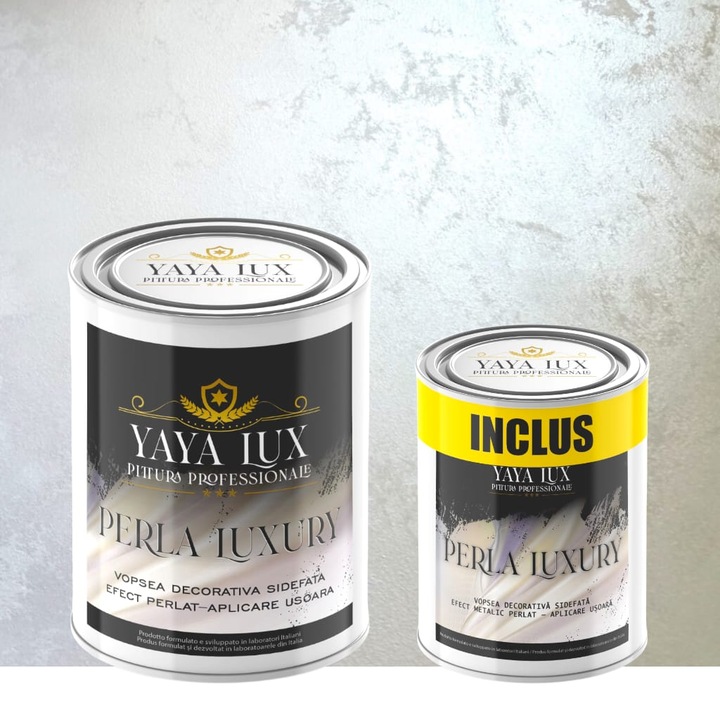 Pachet 2 L + 1 L, Vopsea Decorativa de Lux, Perla Luxury Alb Perlat, 2 Litri Plus 1 Litru