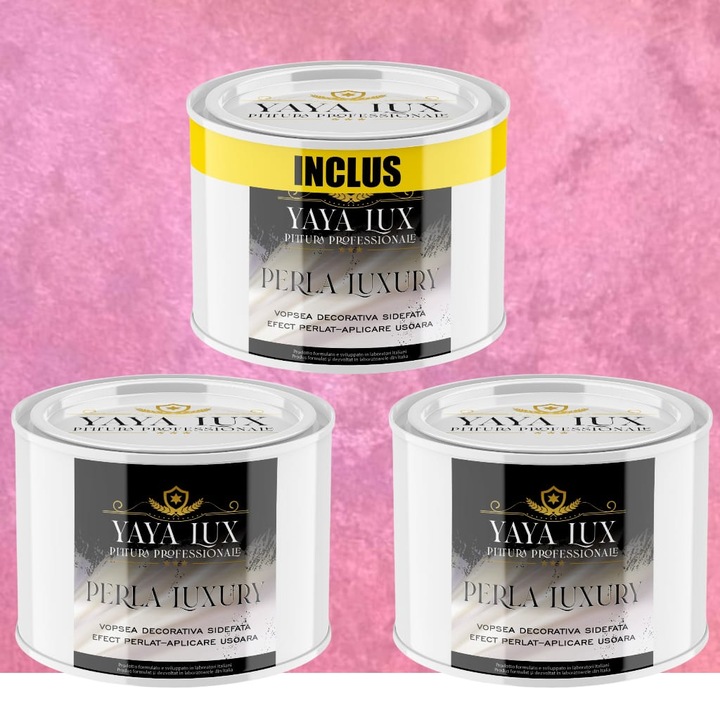 Pachet 2 + 1, Vopsea Decorativa de Lux, Perla Luxury Orhidee 2 X 0.5 Litri Plus 0.5 Litri