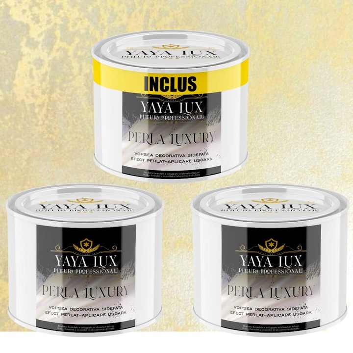 Pachet 2 + 1, Vopsea Decorativa de Lux, Perla Luxury Crem 2 X 0.5 Litri Plus 0.5 Litri