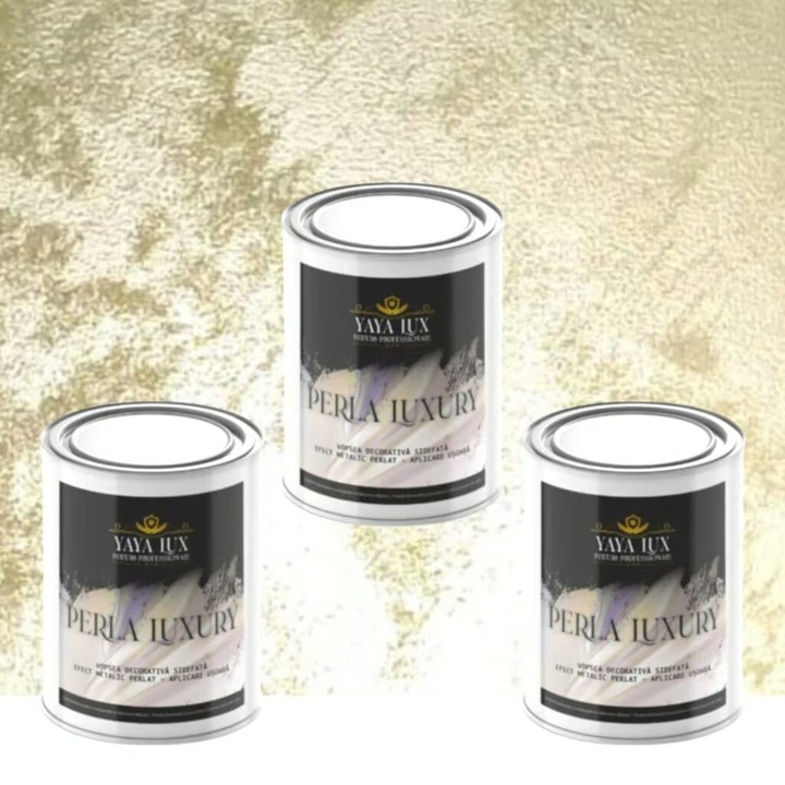 Pachet 2 + 1, Vopsea Decorativa de Lux, Perla Luxury Verde Fistic 2 X 0.5 Litri Plus 0.5 Litri