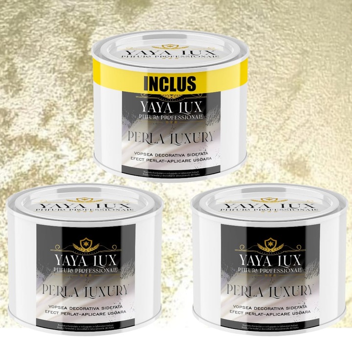 Pachet 2 + 1, Vopsea Decorativa de Lux, Perla Luxury Verde Fistic 2 X 0.5 Litri Plus 0.5 Litri