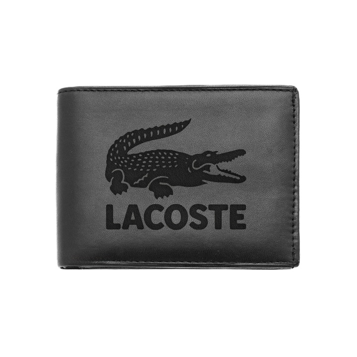 Portofel barbati negru din piele naturala - Lacoste