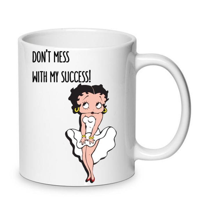 Cana ceramica Betty Boop 330ml alba, design cu mesaj motivant