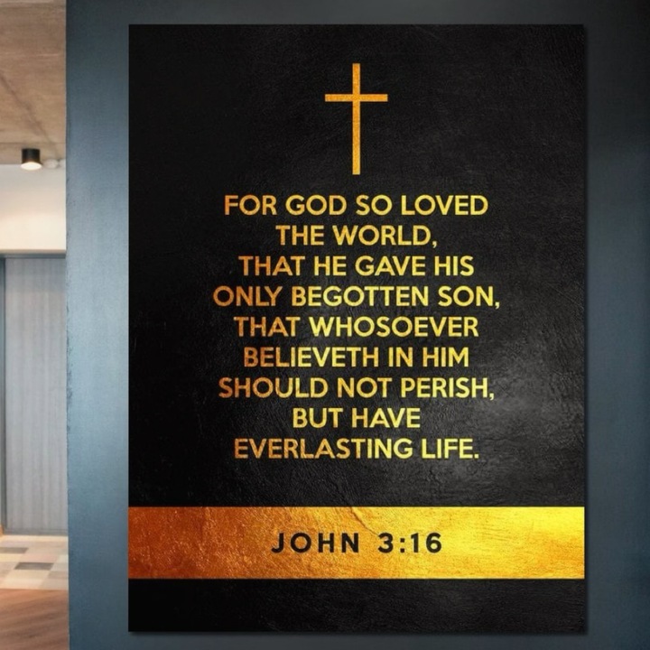 Премиум картина върху платно, LuxCanva® F1005, Силата на вярата, 100 X 135 CM, 100% памучно платно 400g/m2, дървена рамка, Спасение, Божествено, Жертва, Христос, Молитва, Хол, Ярки цветове