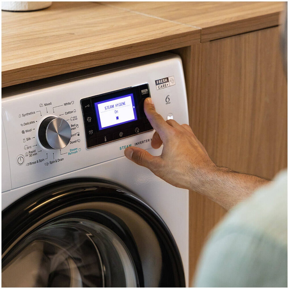 Masina de spalat rufe Whirlpool W8 09AD SILENCE EE, 10 kg, 1400 rpm, FreshCare+, Autodose, Steam Hygiene, Tehnologie al 6-lea Simt, Clasa A, Alb