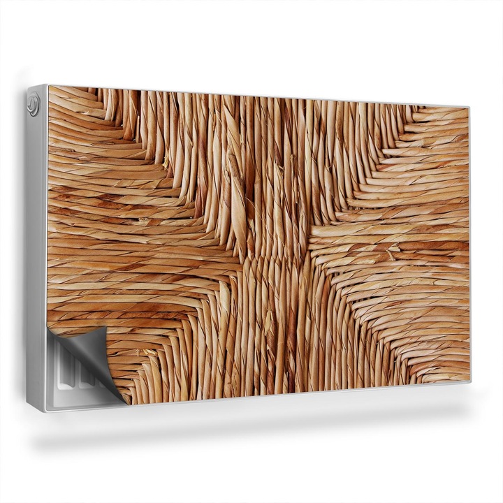 Capac decorativ pentru calorifer, Wallfluent, Tesatura calda de rachita, Maro, 100 x 60 cm, 010220260010000282683